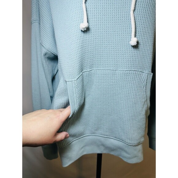 Aerie Hoodie Pullover Waffle Knit Oversized Sage Green Sweatshirt SMALL - Picture 5 of 11